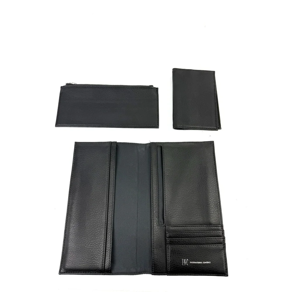 International Concepts 3 In 1 Wallet Black Faux Leather Passport Travel NEW